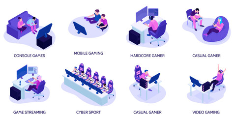 Isometric Gamers Compositions Set © Macrovector