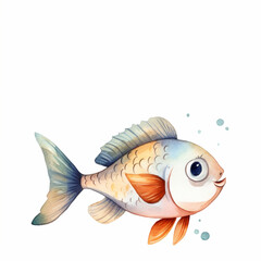 Fototapeta premium fish watercolor colors for kids simple drawing childish cute