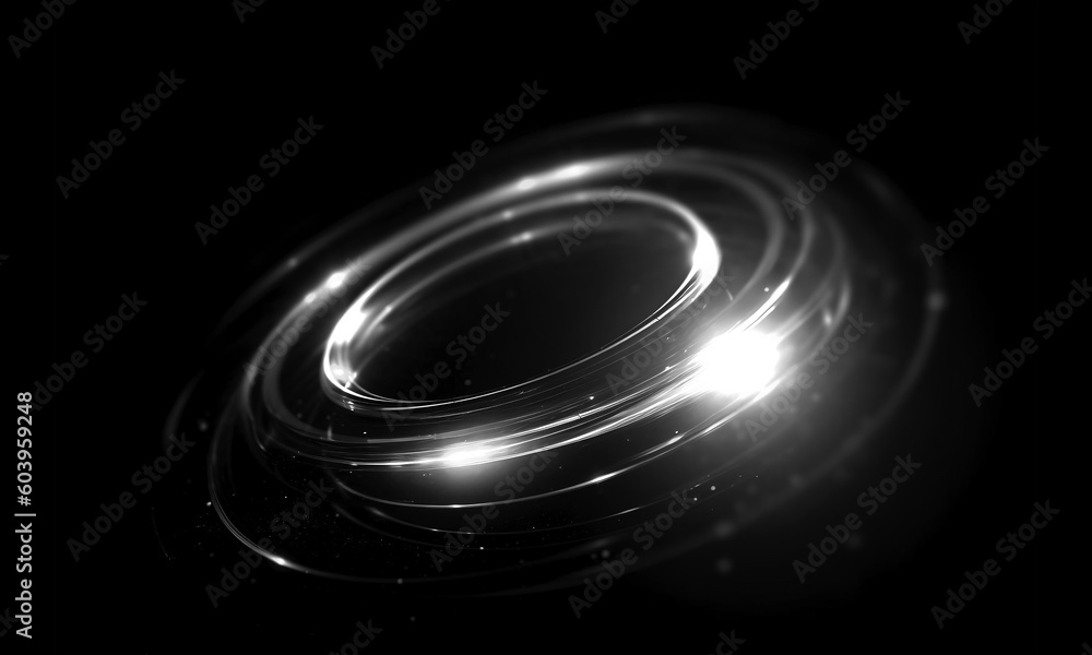 Wall mural glow swirl light effect. circular lens flare. abstract rotational lines on transparent background