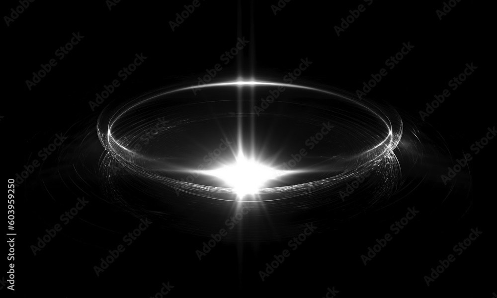 Wall mural glow swirl light effect. circular lens flare. abstract rotational lines on transparent background