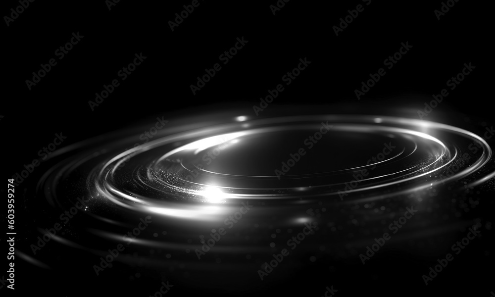 Wall mural glow swirl light effect. circular lens flare. abstract rotational lines on transparent background