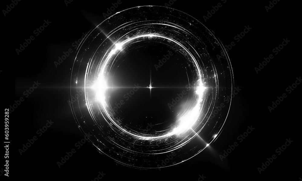 Wall mural glow swirl light effect. circular lens flare. abstract rotational lines on transparent background