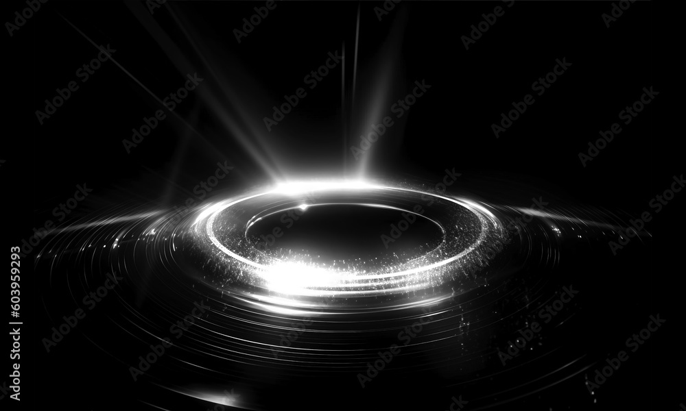 Wall mural glow swirl light effect. circular lens flare. abstract rotational lines on transparent background