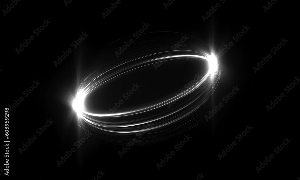 Wall mural glow swirl light effect. circular lens flare. abstract rotational lines on transparent background