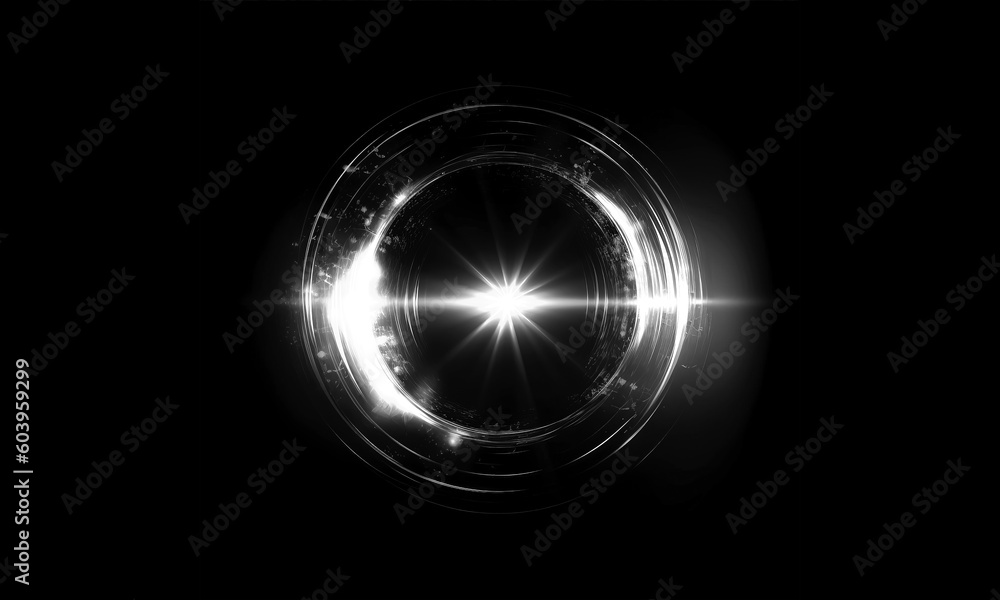 Wall mural glow swirl light effect. circular lens flare. abstract rotational lines on transparent background