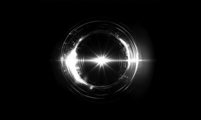 Glow swirl light effect. Circular lens flare. Abstract rotational lines on transparent background	