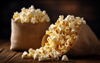 Popcorn in  bags, close up shot, Cinema