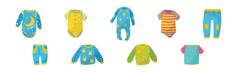 Baby Clothes with Body, Pants and Sweater Vector Set