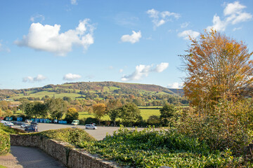 Obraz premium autumn landscape with car park and trees