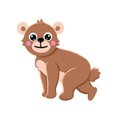 A cute little bear was smiling and crawled. Bear character vector cartoon illustration isolated on white background. Good for icons, mascots, logos, children's books