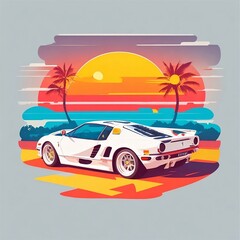 car on the beach generative artificial intelligence background