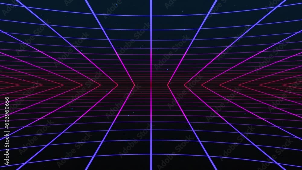 Poster abstract retro-synthwave grid loop animation background 3d render. looping grid motion design with p