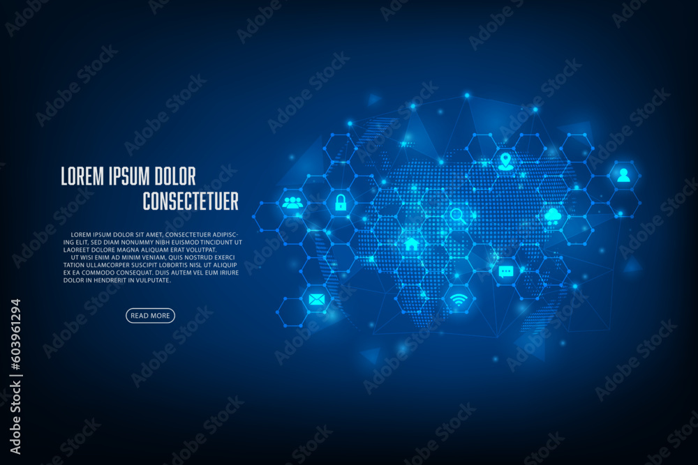 Poster vector technology internet of things concept. technology internet automation system.