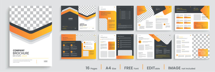 business brochure template layout design, 16 page corporate brochure editable template layout, minimal business brochure template design.