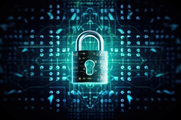 Cybersecurity concept, lock. Beautiful illustration picture. Generative AI