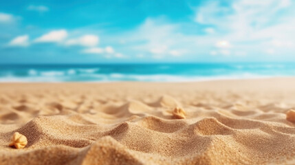 Fototapeta na wymiar Plage de sable blanc pris au ras du sol en été
