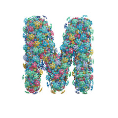 Cute Flowers 3D Alphabet or PNG Letters