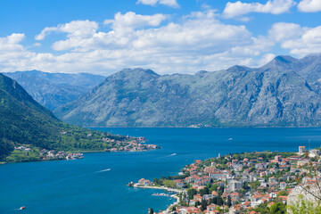 Fototapeta na wymiar Beautiful view of the city and the Bay of Kotor