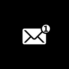 New e mail notification icon   isolated on black 