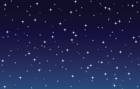 simple dark starry night sky cartoon background illustration vector