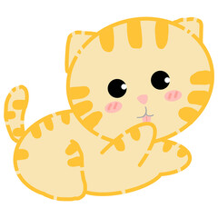 Cute orange cat cleaning feet