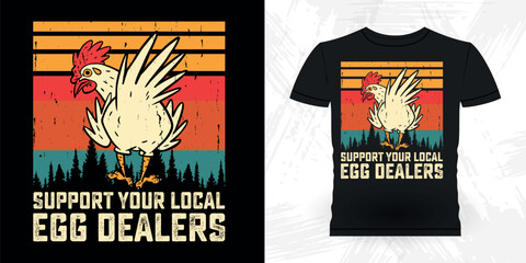 Funny Hen Lover Chicken Farmer Retro Vintage Chicken T-shirt Design