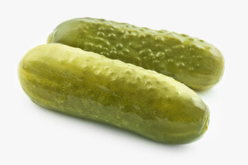 2 pickled cucumbers pickles close up