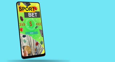 smartphone against gambling app screen