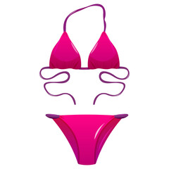 Swimsuit, cartoon vector illustration of beach accessories for summer holidays. Summer beach clothing underwear