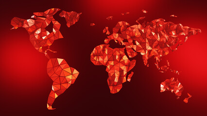 3d illustration red world map illustration. concept for designing news broadcasts