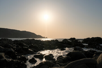 輪島岬の景勝地である鴨ヶ浦から見る夕日