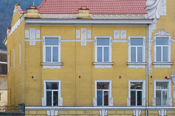 Building architecture close up in the Old city of Brasov, Transylvania, Romania