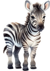 Cute Zebra Watercolor Illustration. Generative AI