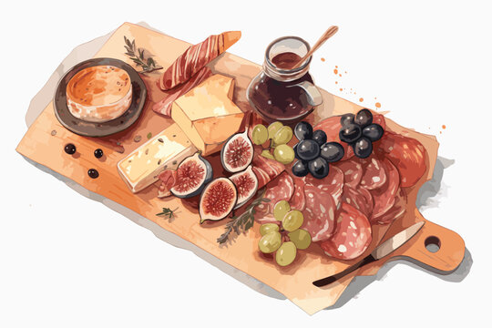 Outdoor Picnic Illustration Charcuterie Board Slow Living Dining 