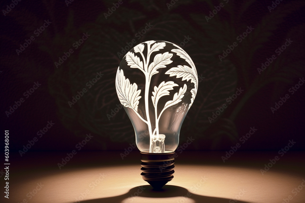 Leinwandbilder a stunning paper-cut representation of a lightbulb illuminating a dark room, with delicate cutouts d