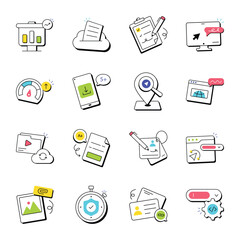 Bundle of Web Hand Drawn Icons 


