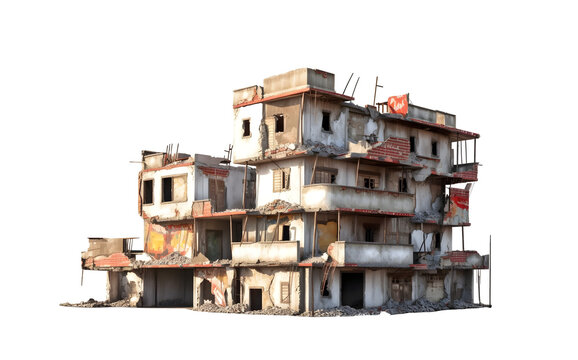 ruined building isolated on transparent background ..made with generative Ai.