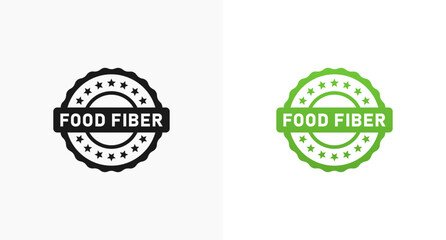 Food fiber label or Food fiber stamp vector isolated in flat style. Food fiber label for product packaging design element. Food fiber stamp for packaging design element.