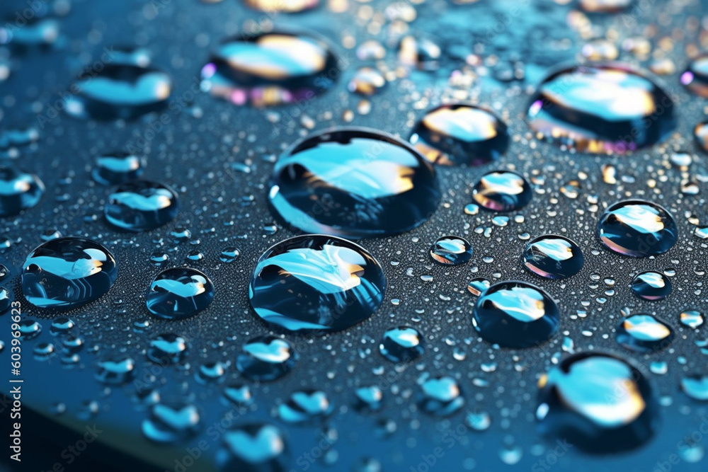 Poster An artistic representation of water droplets forming intricate patterns and shapes,  Generative AI technology.