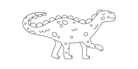 Hand drawn linear vector illustration of iguanodon dinosaur