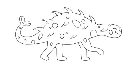 Hand drawn linear vector illustration of andkylosaurus dinosaur