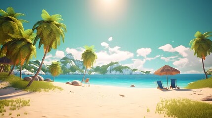 Fototapeta na wymiar Generative AI. Nice beach. game landscape