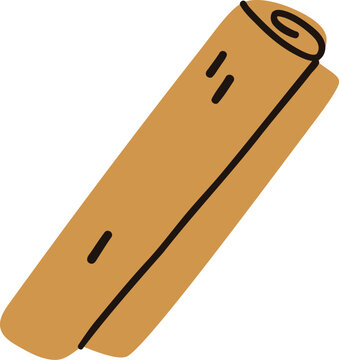 Simple cinnamon stick. Vector cartoon spice illustration.