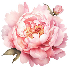 watercolor pastel pink of peony 