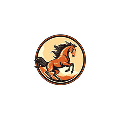 Horse logo. Wild mustang rearing icon.