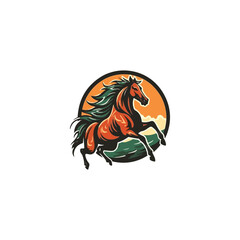 Horse logo. Wild mustang rearing icon.