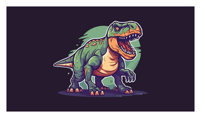 t-rex mascot logo flat color