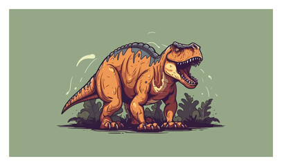 t-rex mascot logo flat color