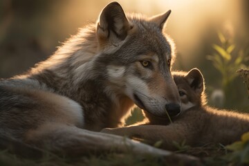 mothers, day, mothersday, wolf, animal, wild, dog, wildlife, mammal, predator, grey, gray, nature, canine, canis lupus, fur, canis, carnivore, coyote, head, face, zoo, generative ai