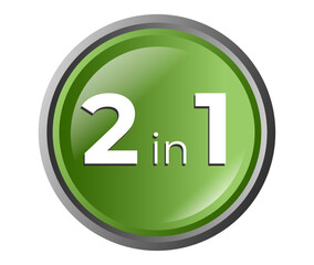 button 2 in 1. 2 in 1 in isolated sticker icon vector illustration